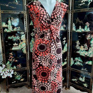 HP🥳 London Times Twist Front Geometric Print Dress